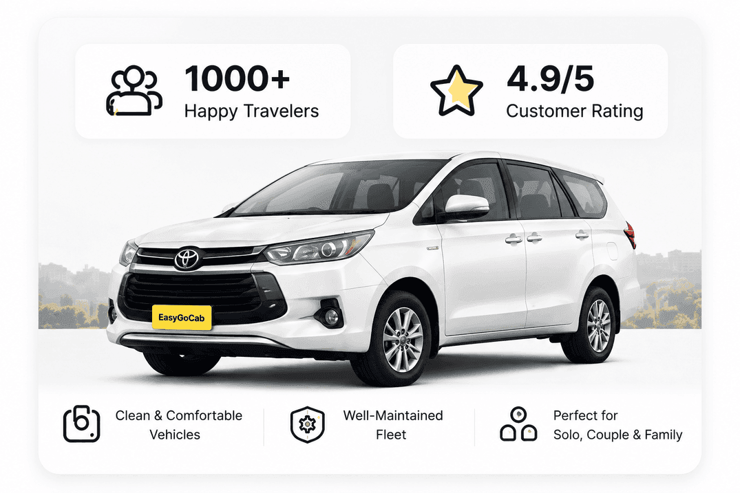 EasyGoCab clean and comfortable Innova fleet with a 4.9 customer rating